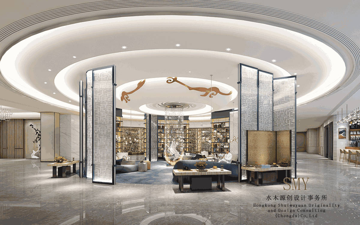 成都壹品壹號(hào)酒店大堂設(shè)計(jì)，前廳設(shè)計(jì)效果圖